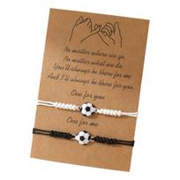 Atitinkantys futbolo apyrankės geriausiems draugams, poroms, gimtadienio dovanos Reguliuojami pinti draugystės aksesuarai jam ir jai juoda/balta