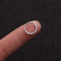 1 vnt. nosies lankelis, helixo, kremzlės auskaras, su kubiniu cirkoniu, daith, snug, rook, tragus žiedas, ausų vėrimo papuošalas, aksesuarai 01 8mm sidabras