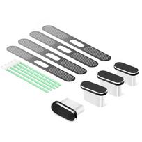 USB C Dulkių Kištuko Dangtelis, skirtas IP15 IP16 Type C Įkrovimo Dangteliui, USB C Prievado Apsauga, Garsiakalbio Dulkių Dangtelis ir Valymo Šepetėlis juoda