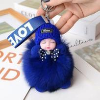 Mados grožis, skirtas panelei Lovely Girl Bag Pakabukas Pliušinis lėlės automobilio raktų pakabukas 1PCS mėlyna