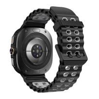 Dvipusė sportinė silikoninė apyrankė, skirta Samsung Galaxy Watch Ultra, jūrų mėlynumo juosta, apyrankė GalaxyWatch Ultra 47mm laikrodžiui Galaxy Watch Ultra juoda pilka spalva