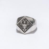 Yin Taifei Retro Rhombus Seal Ring: Versatile Thai Silver Totem Pattern Openable Bull Ring. Adjustable Open Size