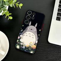 Animacinis E-Totoro-ES telefono dėklas, skirtas Samsung S26, S25, S24, S23, S22, S30, S21, Ultra, Plus, FE 5G, juodas, minkštas dangtelis Samsung S26
