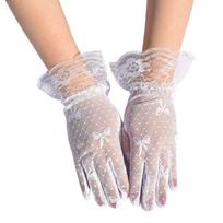 Women/Girls Bow Paragraph Summer Sunscreen Mittens Bride Gloves Lace Glove Sexy Dress Party juoda