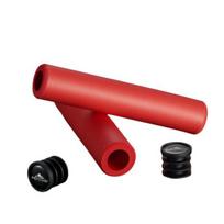 1 Pair Bicycle Handlebar Grip Shock Absorption Silicone Sponge Anti-slip with Plugs Mountain Bike Handle raudona