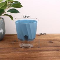 Lazy Hydroponic Flower Pot Automatic Water-Absorbing Flowerpot Transparent Double Layer Plastic Self Watering Planter Office S mėlyna