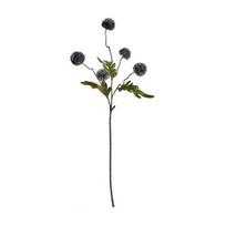 Yousheng Artificial Pompon Mum, 5 Heads Faux Mini Chrysanthemums Ball, Small Fake Flower Stem for Vase Filler, DIY Bouquet, Autumn Table Centerpiece, mėlyna