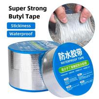 1PCS New Strong Waterproof Tape High Temperature Resistance Aluminum Foil Thicken Butyl Tape Wall Pool Roof Crack Duct Repair Sealed Self Tape (as the picture,5 cm*1m) blue