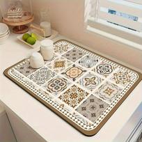 Diatomito virtuvės džiovinimo kilimėlis Sugeriantis kvadratinis kavos baro stalviršio padėklas su dekoratyviniu plytelių raštu namų kriauklei ir valgomojo stalui 20x30cm