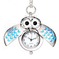 Cartoon Wing Pocket Owl Analog Pendant Watch Quartz Necklace Xmas Gift 1#