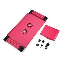 360   Foldable Laptop Desk Table Stand Holder w/ Cooling Dual Fan Mouse Boad Black