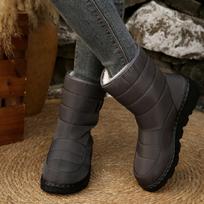 Women Waterproof Winter Boots 2025 New Faux Fur Long Plush Snow Platform Shoes Warm Cotton Couples Ankle Boots Zapatos De Mujer 36 pilka spalva
