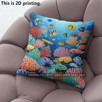 Underwater Coral Reef Tropical Fish Pillow Covers Pattern Cushion Cover Suitable For Sofa Bedroom Car Pillow Cover 40x40cm