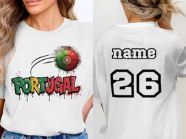 Custom Portugal Soccer T-Shirt | Graffiti Style Football Fan Tee | Portuguese Flag Sports Apparel Gift for Him Her 3XL