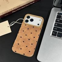 ins black small heart applies to Apple 17Promax mobile phone case IP16 matte flip fur Air large hole 15 sets IPhone17ProMax