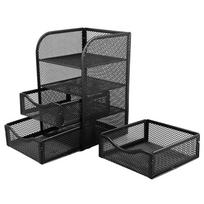 Metal Desk Organizer Black Stationery Organizer Pen Container Office Desk Organizer  For Office