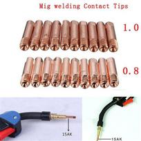 10 vnt MB-15AK M6*25mm MIG/MAG suvirinimo degiklio kontaktinis antgalis dujų antgalis 0,8/1,0 mm 1.0mm by 25mm auksas