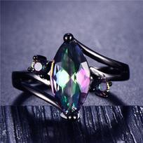 Senoviniai Bohemian Mystery Topaz Rainbow Ring Vestuviniai žiedai moterims 5 juoda