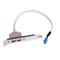 2 prievadų USB 2.0 pagrindinės plokštės galinio skydelio išplėtimo laikiklis iki 9 kontaktų antraštės kabelio adapterio plėtiklio balta