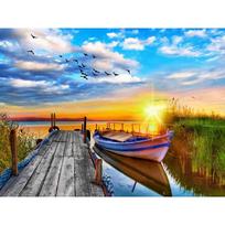 5D DIY Diamond Painting Sailing Harbour Diamond Embroidery Sea View Cross Stitch Full Round Drill Home Decor Manual Gift Full Round 15x20CM blue