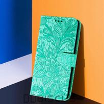 Telefono dėklas, skirtas Samsung Galaxy A12 A22 A14 A34 A54 M12 M33 M53 M23 M32 M22 A32 A52 A72 5G A13 A53 A 12 54 32 52 Knygų stovas Piniginė Odinis gėlių viršelis Samsung S23 Plus žalia