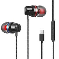 Fonken C tipo ausinės, metalinės rimtos bosinės ausinės, intelektualinis derinimas, kvietiniai ausų kištukai, laidinės stereo muzikos ausinės juoda