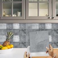 10 vnt. pilkos spalvos marmurinių plytelių lipdukas Virtuvės Backsplash Aliejui atsparus spintelės spintos dekoravimas Sienų lipdukai Peel Stick Meno freska 10*10cm*10Pcs