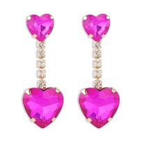 Pinkdudu Fashion 2 Color Tassel Love Drop Earrings Romantic Lover's Claw Chain Shiny Zircon Dangle Earring for Women PD1173 rožinė raudona spalva