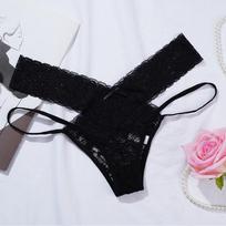 Nėriniuotos kelnaitės Moteriškos kelnaitės permatomos apatinės kelnaitės Seksualios tuščiavidurės kelnaitės žemo aukščio vienspalvės moteriškos apatinės kelnaitės su skersiniu dirželiu M juoda