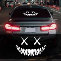 Demonas besišypsantis veidelis automobilio lipdukai galinis priekinis stiklas automobilio lipdukas su automobilio stiliumi dekoruotas lango lipdukas balta