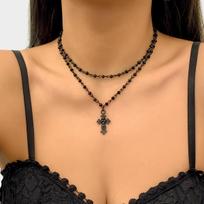 Pakabukas Choker Kaklo papuošalas moterims Punk vintage metalo grandinėlė Kaklo papuošalai Nauji juoda
