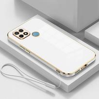 Skirtas Realme C25s dėklui Realme C21 telefono dėklas RealmeC21Y Realme C25Y Realme C12 C25 C15 prabangus kvadratinis padengimas, atsparus smūgiams galinis dangtelis Realme C21&Case & Strap sniego baltumo spalva