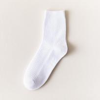 Vyriškos vertikalios dryžuotos medvilninės kojinės iki blauzdos vidurio kvėpuojančios kojinės Verslo sportinės kojinės One size balta