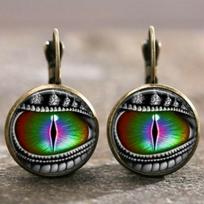 1 pora drakono akies bronzos madingi stikliniai 15 mm svirties auskarai auksas