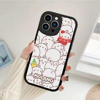 Kawaii Molang animacinis katės dėklas telefonui Iphone 14 13 11 12 Pro MAX 13 12 MiNi 7 8 plius X XS XR Avikailio apsauginiai dangteliai 13 pro max