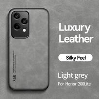 Dėklas Huawei Honor 200 Lite, matinės odos pojūtis, su metaline plokštele, telefonų dėklai Honor 200 Pro 100 90 Lite, atsparus smūgiams korpusas Honor 200 Lite šviesiai pilka spalva