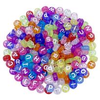 Rankdarbiai Spalvotas fonas baltos raidės Laisvi karoliukai Karoliai Apyrankė 50 vnt./daug 7 mm Pakabukas Papuošalų gamybai Skaidrus raidės 7mm 50Pcs įvairiaspalvis