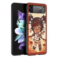 Z Flip 4 telefono dėklas Samsung Galaxy Z Flip 3 5G ZFlip3 Flip3 zflip Flip4 Juodas Kietas PC Dėklas Mielas Genshin Impact Apvalkalas Coque Z Flip3 5G