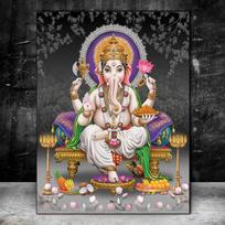 Religion India Gold Ganesha Temple Canvas Painting Elephant God Poster Print Wall Art Picture for Living Room Wall Decor No Frame 21*30cm No Frame