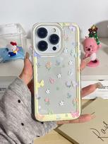 Apple 15PROMAX Yellow Edge Floral Mobile Phone Case with Advanced Fine Hole Design for 14PRO/13PRO/12/11. iPhone 13 Pro Max