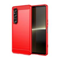 Flexible TPU Case for Sony Xperia 1 10 VI 1 10 5 V VI III Protective Cover Shockproof Textured Business Full Protection Cover For Xperia 10 III raudona
