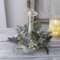 Žvakidės žiedas Žvakidės laikiklis Vainikas Vainikas, langui White Gold gray
