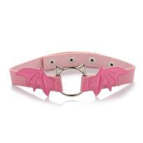 PU odos Choker apykaklė su šikšnosparnio sparnais Katės Cosplay Kitty Choker apykaklė moterims Punk Katės Choker rožinė