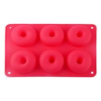 1PC Silicone Donut Mold 6 Cavity Chocolate Mold Pastry Bread Cake Mould Non-Stick DIY Baking Tray Doughnut Dessert Making Tools raudona
