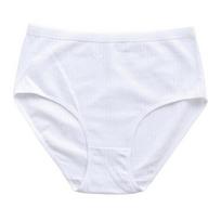 Moteriškos apatinės kelnaitės su aukštu juosmeniu Tummy Control plius dydžio megztos vienspalvės kelnaitės, labai elastingos medvilninės kelnaitės, dengiančios užpakalį. S balta