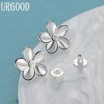 925 prabos sidabriniai penkių lapų žiedai su cirkonio auskarais, madingi vestuviniai papuošalai 0.90*0.90cm gray