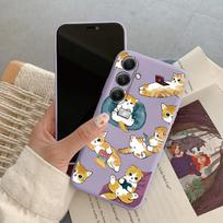 Mielas katės dėklas iPhone Samsung A55 S24 FE S25 M35 A06 Xiaomi Redmi Note 13 Pro 14C Huawei Honor 200 Realme smūgiams atsparus matinis telefono dėklas Samsung Galaxy S9 Plus violetinė