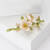 Women Vintage Accessories Plant Jasmine Flower Brooch Exquisite Clothing Collar Brooches žalia