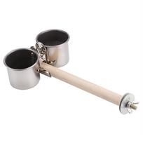 Stainless Steel Bird Food Water Bowl Feeder Cups with Clip and Parrot Cage Stand(large) M(59cm / 23.2in Long)