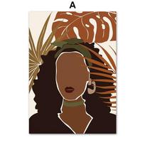 Juoda Mergaitė Monstera Gėlė Abstrakcija Boho Sienos Menas Drobės Tapyba Nordic Plakatai Ir Spaudiniai Sieniniai Paveikslai Svetainės Dekoras 21cm×30cm NoFrame black